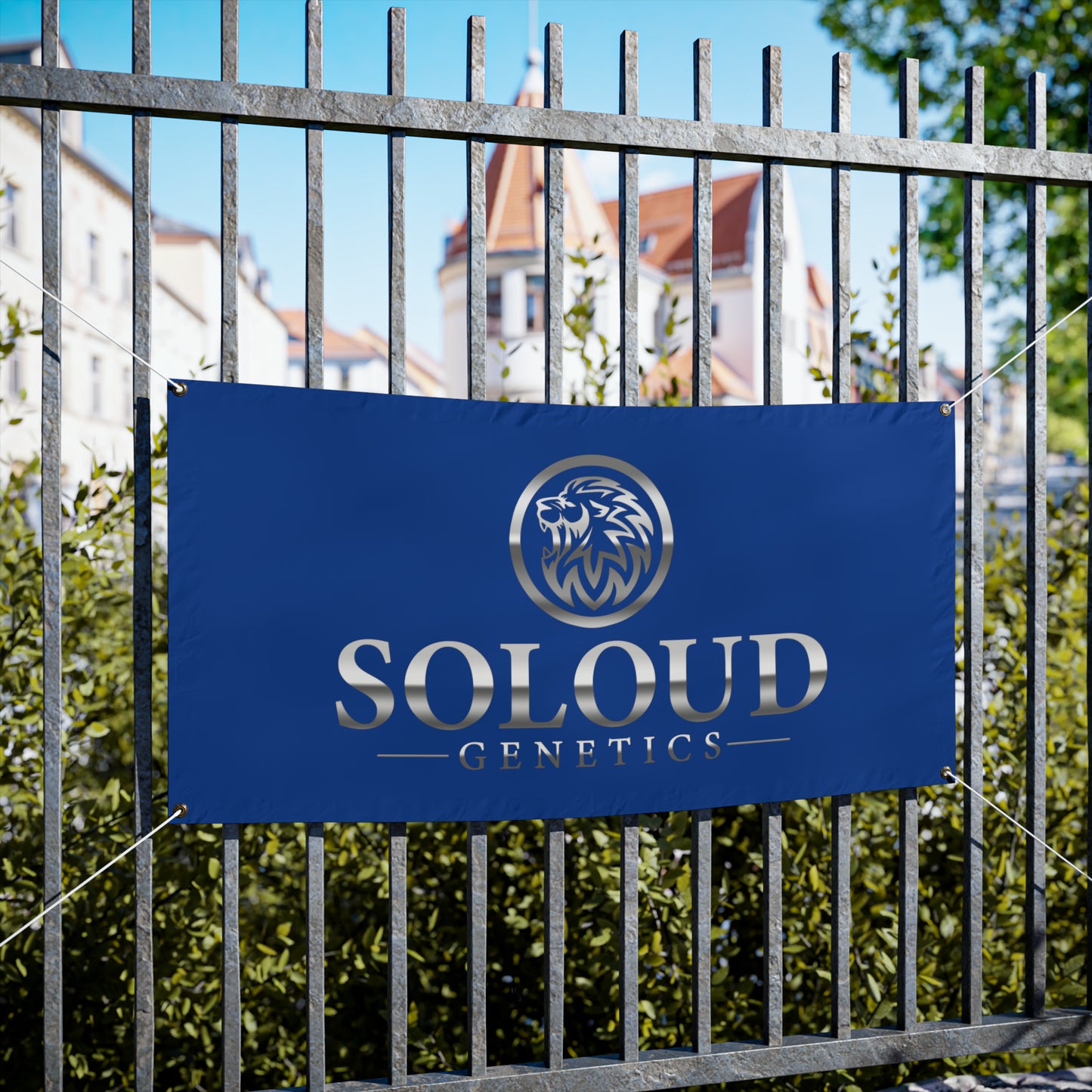 SOLOUD GENETICS VINYL BANNER (BLUE)