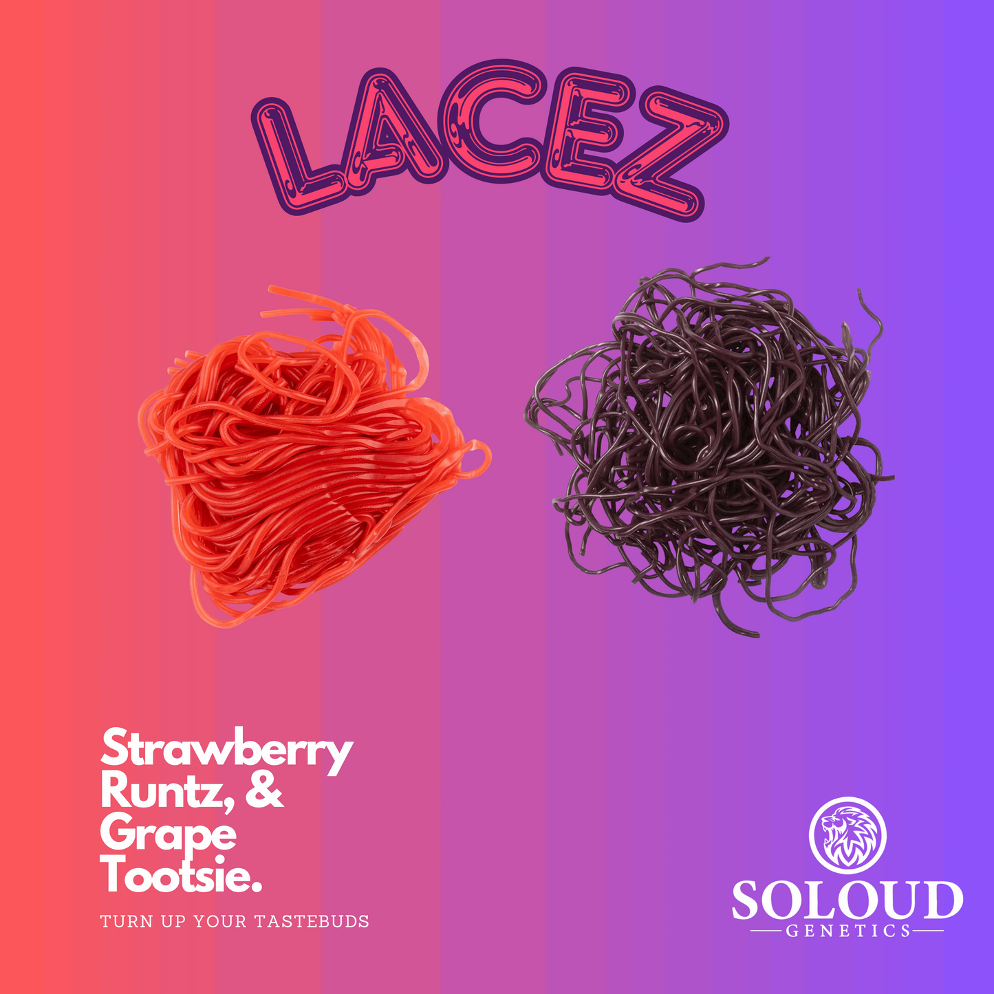 LACEZ Parentage: Strawberry Runtz (Kushberries x White Runtz) x Grape Tootsie (Project 4516 x Grape Gas). Feminized Cannabis Seeds.