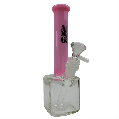 AMG Glass 9 inch Cube Base Bong Water Pipe