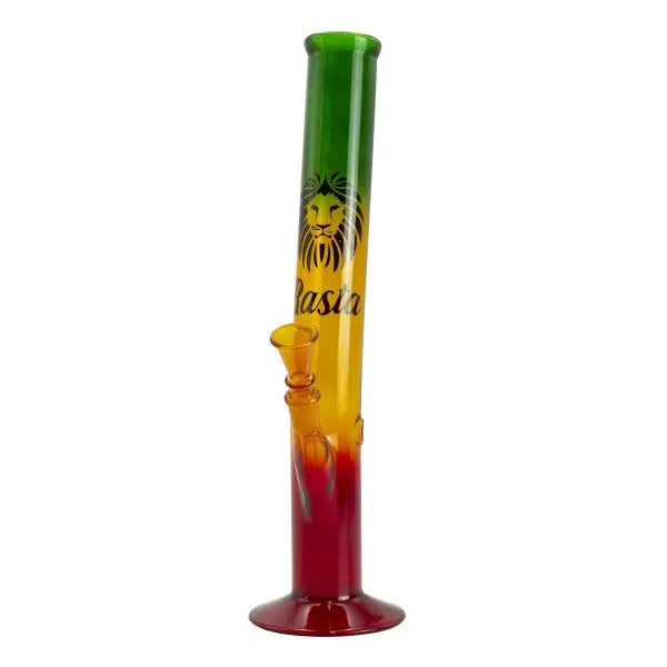 13.5" Rasta Colored Glass Water Pipe Bong w/ Lion Logo