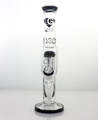 Diamond Glass - 11" Straight Tree Arm Water Pipe - Assorted Colors