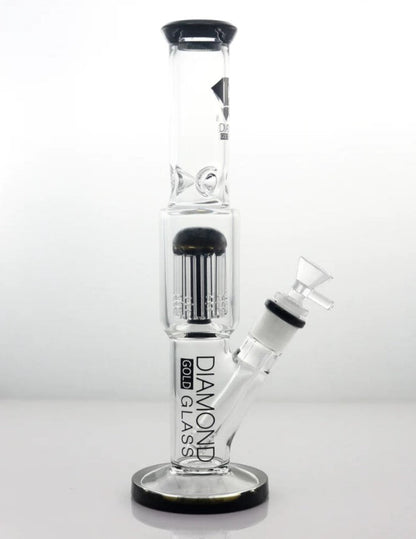 Diamond Glass - 11" Straight Tree Arm Water Pipe - Assorted Colors