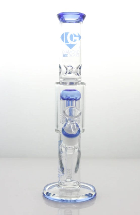 Diamond Glass - 11" Straight Tree Arm Water Pipe - Assorted Colors