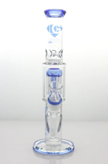 Diamond Glass - 11" Straight Tree Arm Water Pipe - Assorted Colors