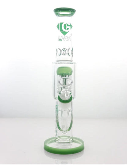 Diamond Glass - 11" Straight Tree Arm Water Pipe - Assorted Colors